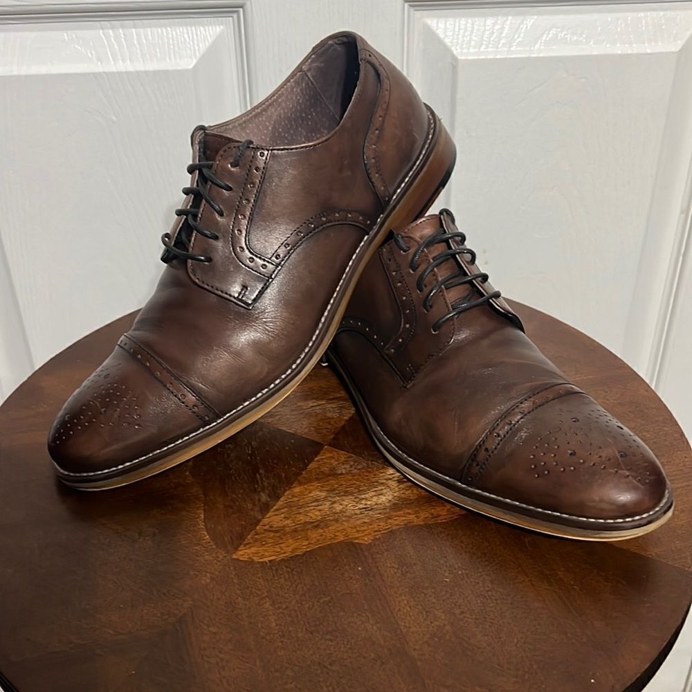 🔥🔥 Johnston & Murphy Derby 59-1993 Leather Dress Shoe 10.5M Carriker Cap Toe‎